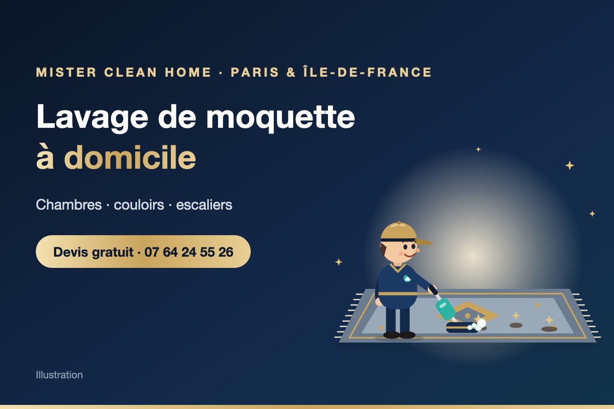 Lavage de moquette à domicile à Paris et en Île-de-France – illustration Mister Clean Home
