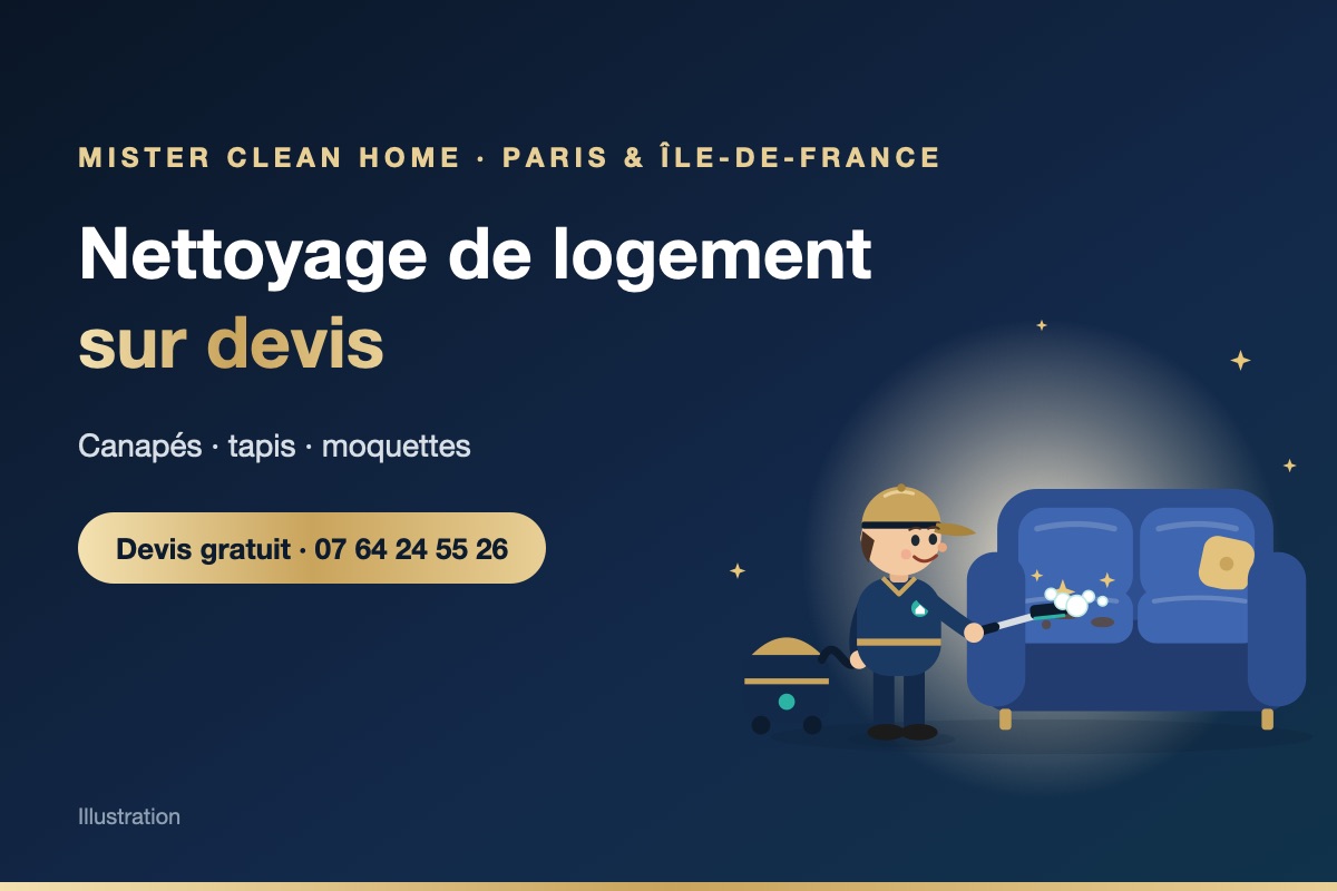 Nettoyage intérieur de logement, sur devis à Paris et en Île-de-France – illustration Mister Clean Home